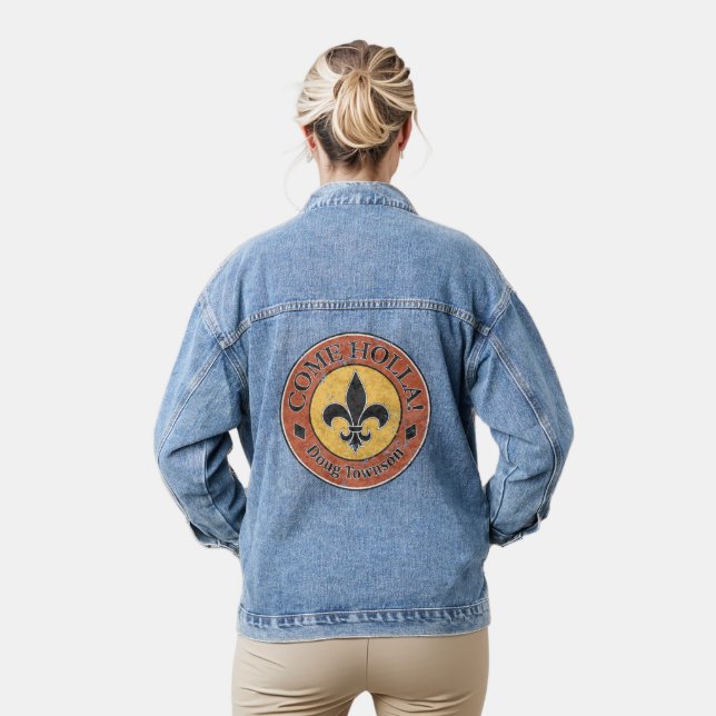 Come Holla! Fleur-de-lis Circle Logo Denim Jacket (Model)
