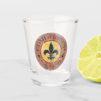 Come Holla! Fleur-de-lis Circle Logo Shot Glass