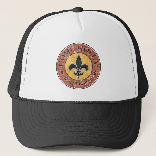 Come Holla! Fleur-de-lis Circle Logo Trucker Hat (Front)