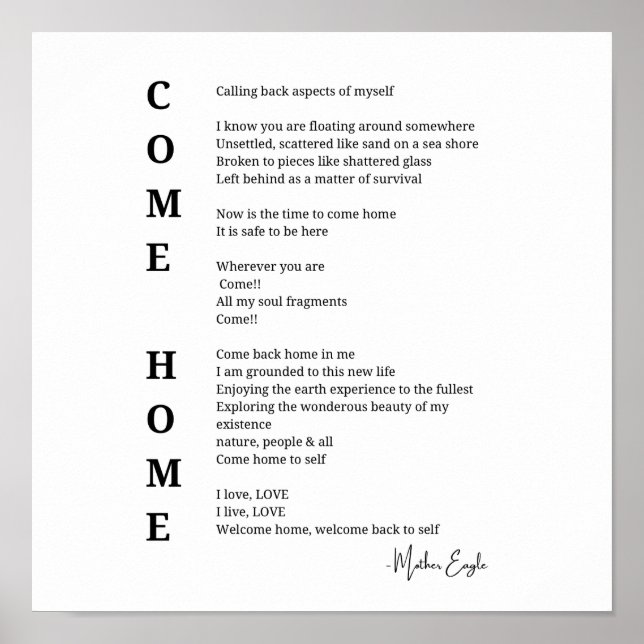 Come Home Soul Inspirational Poem Wall Art (Front)