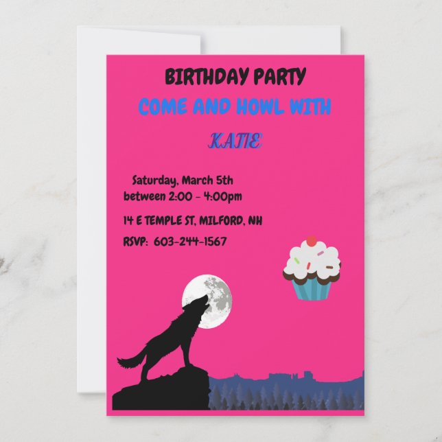 Come & "HOWL"  Wolf Birthday Invitation  (Front)