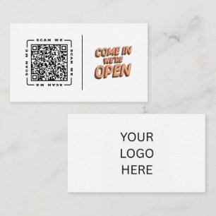 Come In We're Open Customisable QR code & Logo Business Card