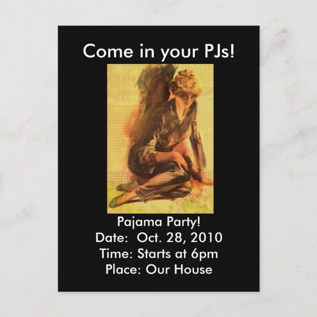 Come in your PJs!, Pajama Party Invite (Front)