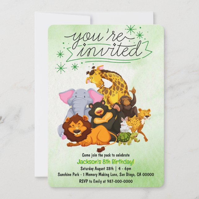Come Join The Pack Safari Animal Party Invitation (Front)