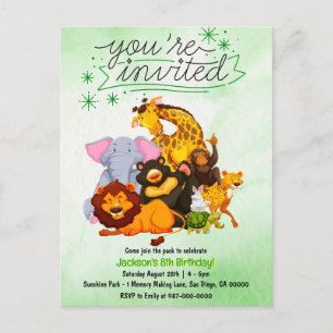 Come Join The Pack Safari Animal Party Invitation Postcard