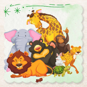 Come Join The Pack Safari Animal Party Paper Coaster