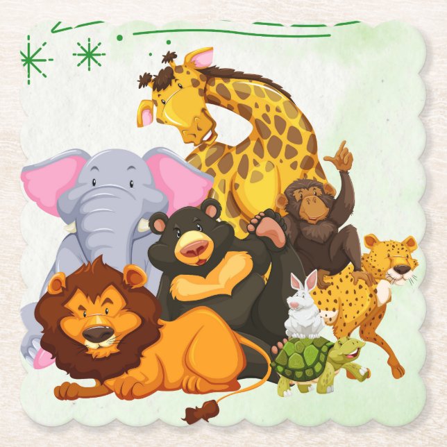 Come Join The Pack Safari Animal Party    Paper Coaster (Front)