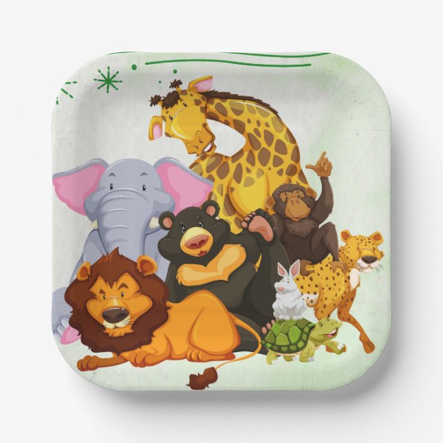 Come Join The Pack Safari Animal Party  Paper Plate (Front)