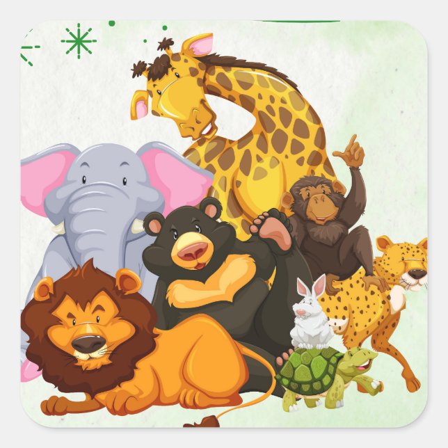 Come Join The Pack Safari Animal Party  Square Sticker (Front)