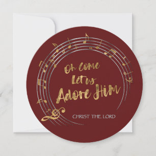 COME LET US ADORE HIM Christmas Hymn Personalised Holiday Card