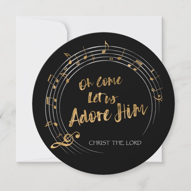 COME LET US ADORE HIM Christmas Hymn Personalised Holiday Card (Front)
