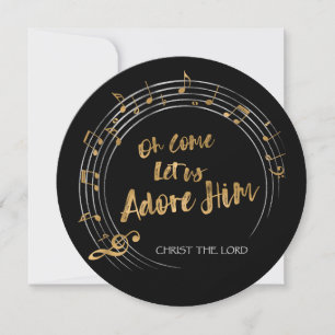 COME LET US ADORE HIM Christmas Hymn Personalised Holiday Card