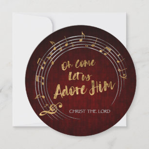 COME LET US ADORE HIM Christmas Hymn Personalised Holiday Card
