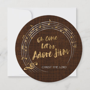 COME LET US ADORE HIM Christmas Hymn Personalised Holiday Card