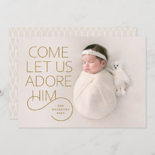 Come Let Us Adore Him full-bleed Christmas photo  Invitation