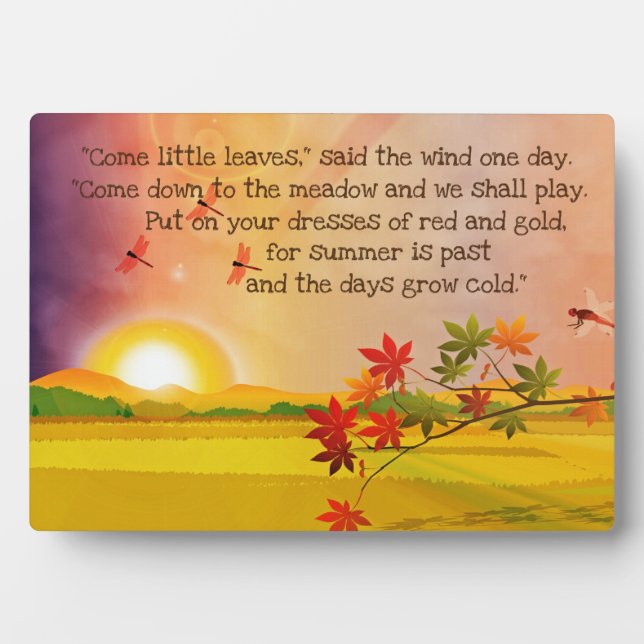Come Little Leaves Verse Plaque (Front)
