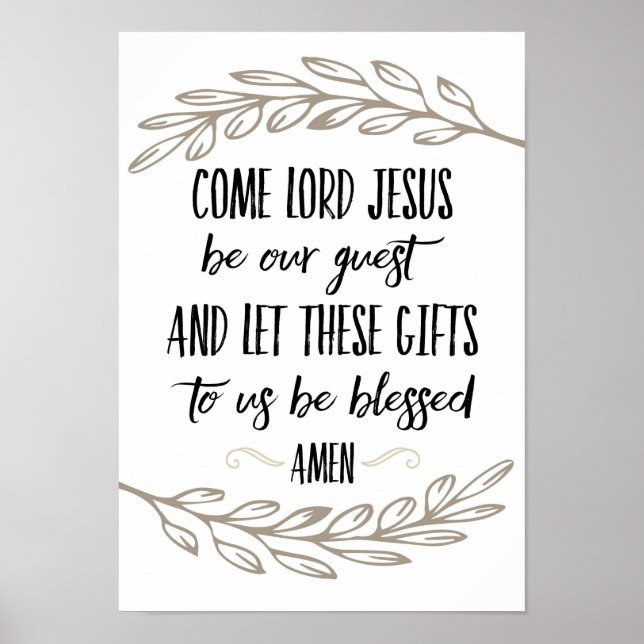 Come Lord Jesus Be Our Guest Prayer Wall Art (Front)