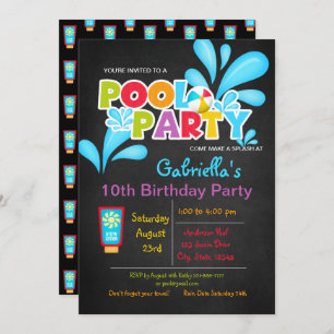Come Make a Splash Pool Party Birthday Invitation