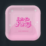 Come On Baby Let's Go Party pink Birthday  Paper Plate<br><div class="desc">Hot Pink Girl BirthdayPaper Plates | Retro Birthday Paper Plates  | pink Baby Girl Birthday Paper Plates  | trendy Birthday.</div>