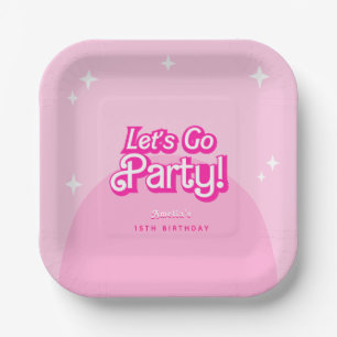 Come On Baby Let's Go Party pink Birthday Paper Plate