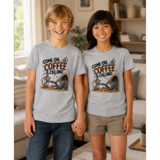COME ON… COFFEE IS CALLING! Kids Coffee Shirt