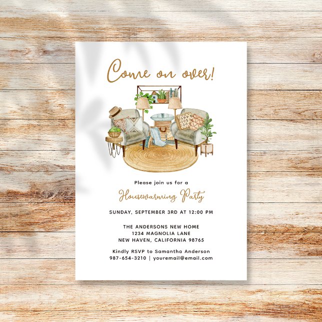 Come On Over Cosy Boho Housewarming Inviatation Invitation (Creator Uploaded)