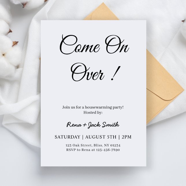 Come On Over Simple New Home Open House Party Invitation (Creator Uploaded)