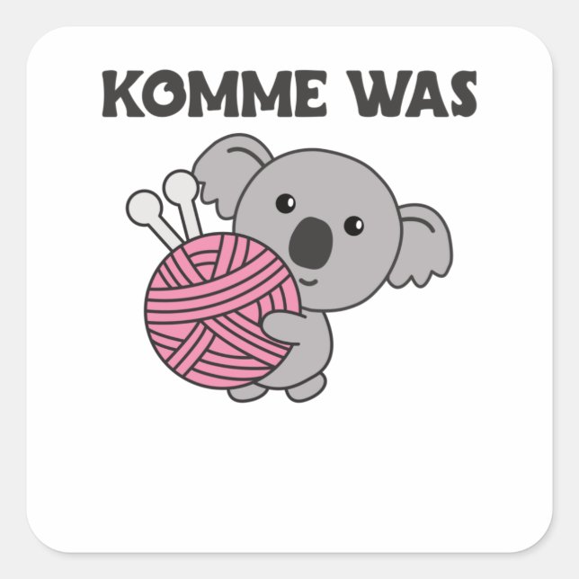 Come On What Wool Knit Cute Koala With Wool Square Sticker (Front)