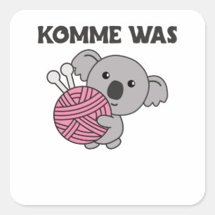 Come On What Wool Knit Cute Koala With Wool Square Sticker