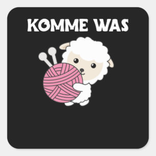 Come On What Wool Knit Sweet Sheep With Wool Square Sticker