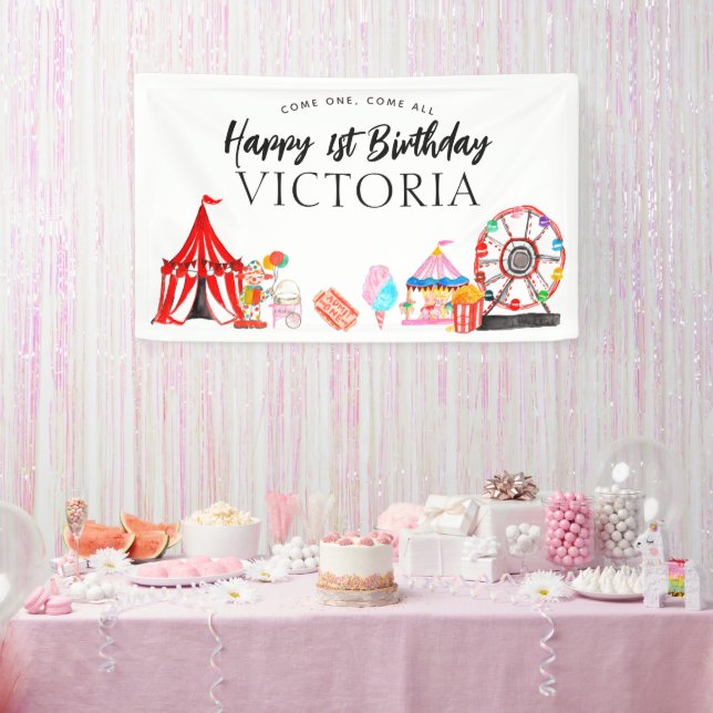 Come One All Carnival Circus Show Kids Birthday Banner (Party)