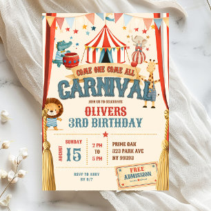 Come One Come All Carnival Birthday Invitation