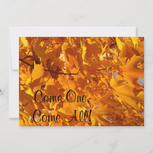 Come One Come All Invitations Autumn Leaves Golden (Front)