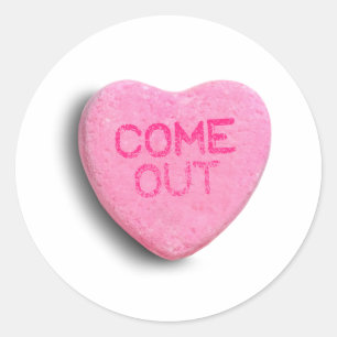 Come Out Candy Heart Classic Round Sticker
