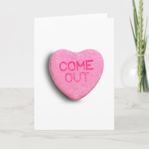 Come Out Candy Heart Holiday Card