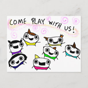 "Come play with us" Postcard