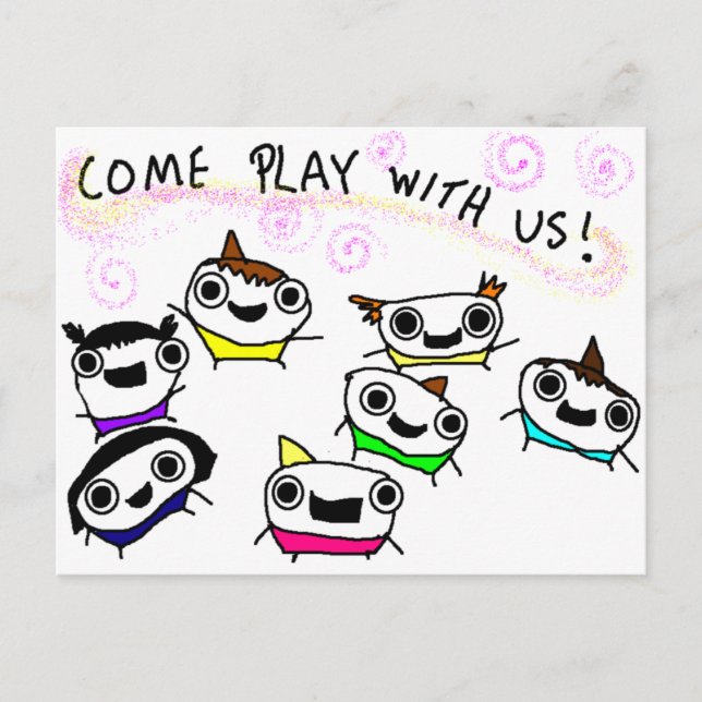 "Come play with us" Postcard (Front)