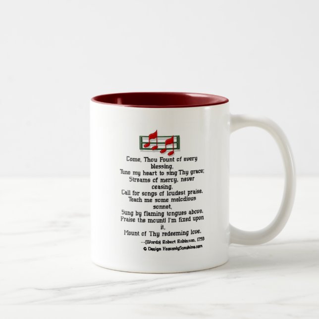 Come Thou Fount Hymn Two-Tone Coffee Mug (Right)