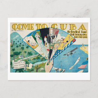 Come to Cuba vintage style postcard