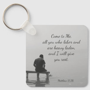 Come to Me, I will give you rest, Matt 11:28 Key Ring