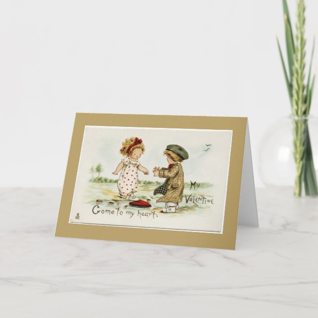 Come to My Heart My Valentine Gold Greeting Card (Front)