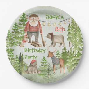 Come To My Lumberjack Woodland Birthday Party Paper Plate
