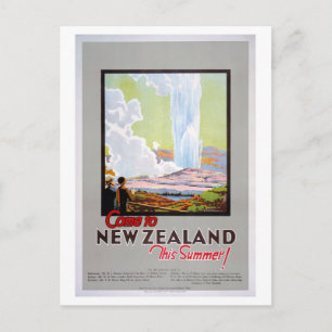 Come to New Zealand Vintage Travel Poster Postcard