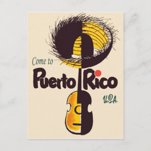 Come to Puerto Rico, vintage travel Postcard