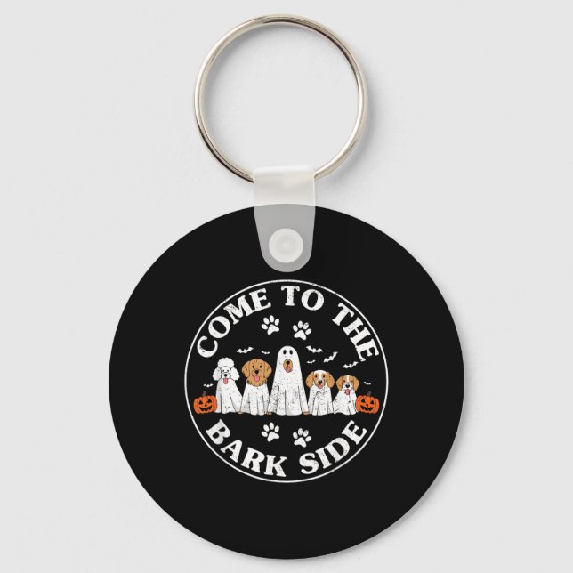Come To The Bark Side Funny Dog Ghost Halloween Key Ring (Front)