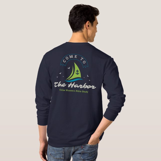 Come To The Harbour Navy Long-Sleeve T-Shirt (Back Full)