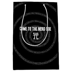 Come To The Nerd Side for Pi on Black Medium Gift Bag