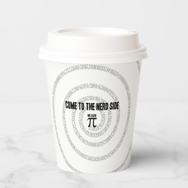 Come To The Nerd Side for Pi Typography Style Paper Cups (Front)