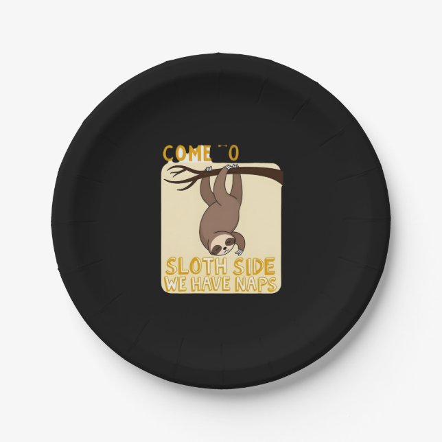 Come To The Sloth Side T-Shirt - Funny Sloth Pun ( Paper Plate (Front)