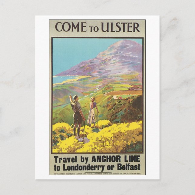 Come to Ulster Travel by Anchor Line Postcard (Front)